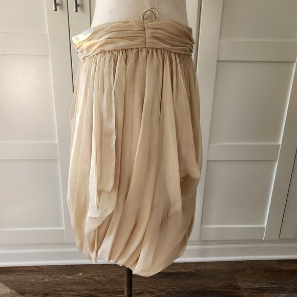 Ralph Lauren Black Label Gold Silk Clairy Balloon Bubble Skirt Mini Sz 12 VTG - Picture 4 of 14